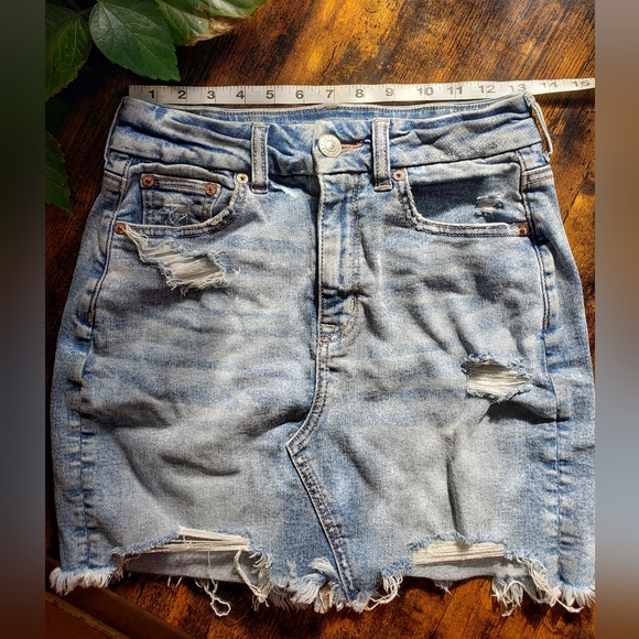 American Eagle Outfitters Denim - AE US2 distressed light denim mini skirt